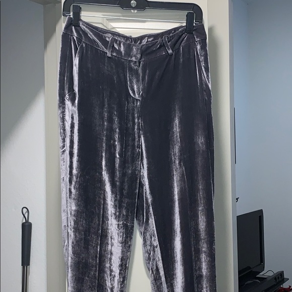 silver velvet pants